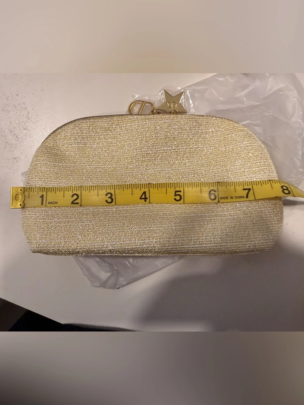 NEW Christian Dior Gold Glitter Cosmetic Pouch